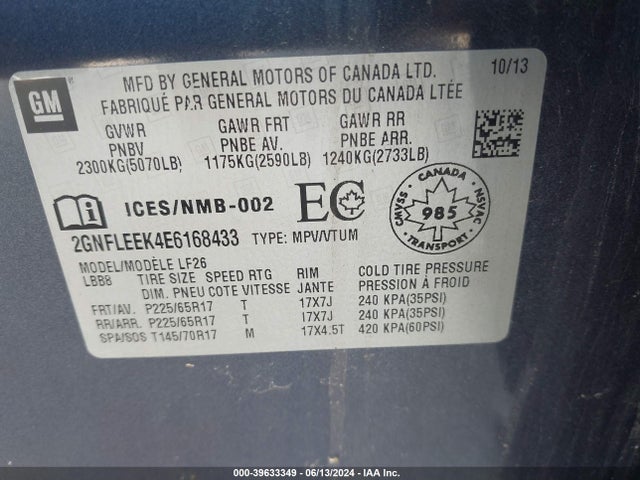 Chevrolet EQUINOX LS 2014 2GNFLEEK4E6168433 Image 9