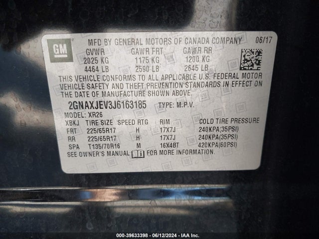 Chevrolet EQUINOX LT 2018 2GNAXJEV3J6163185 Image 9