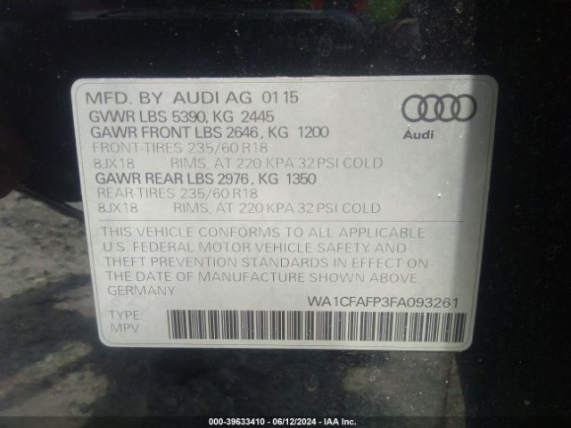 WA1CFAFP3FA093261 Audi Q5 2.0t Premium