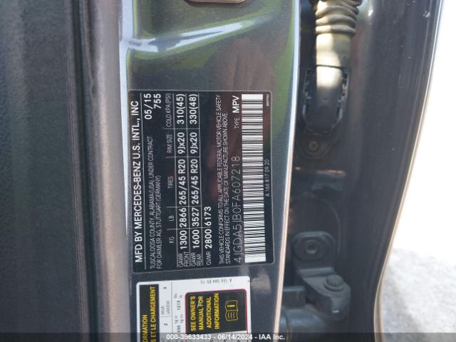 4JGDA5JB0FA607218 Mercedes-Benz ML 350