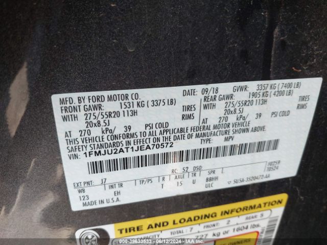1FMJU2AT1JEA70572 Ford Expedition Limited