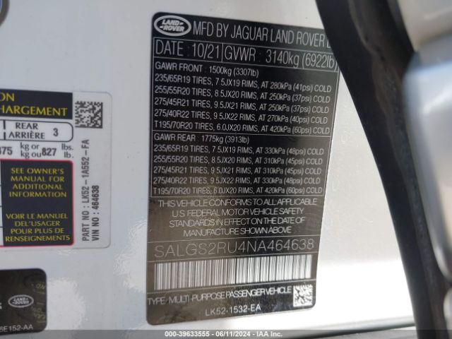 SALGS2RU4NA464638 Land Rover Range Rover Westminster