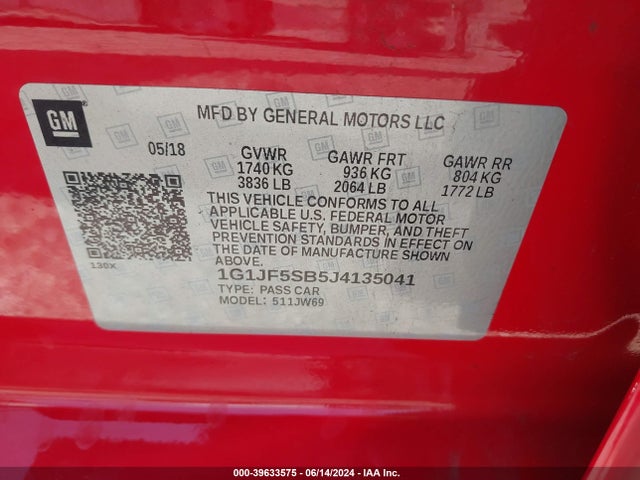 Chevrolet Sonic Premier Auto 2018 1G1JF5SB5J4135041 Image 9