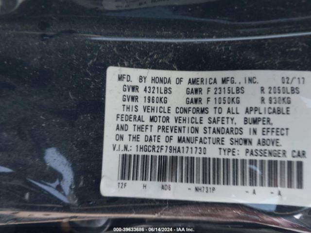 1HGCR2F79HA171730 Honda ACCORD EX