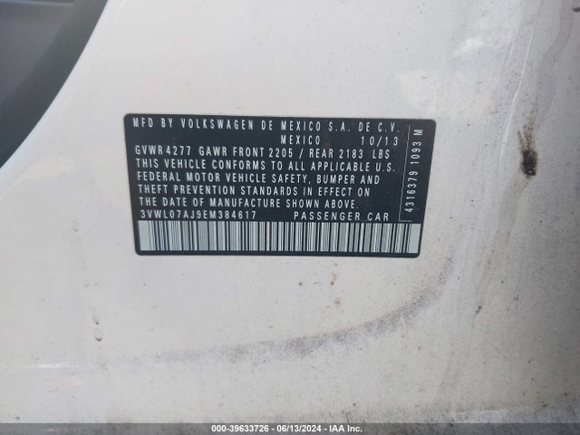 3VWL07AJ9EM384617 Volkswagen Jetta 1.8t Sel
