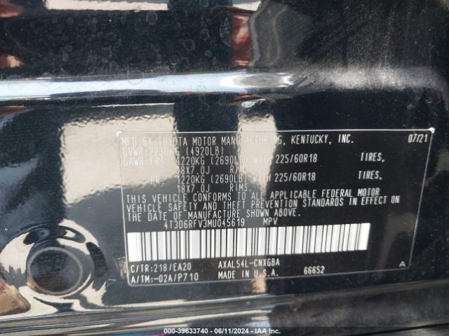 4T3D6RFV3MU045619 Toyota Rav4 Hybrid Limited