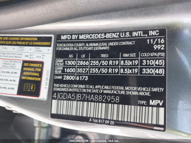 4JGDA5JB7HA882958 Mercedes-Benz GLE 350