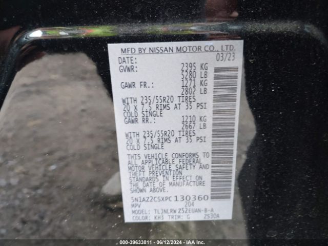 5N1AZ2CSXPC130360 Nissan Murano Sl Intelligent Awd