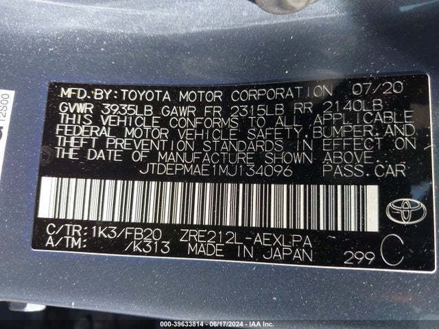 Toyota COROLLA LE 2021 JTDEPMAE1MJ134096 Image 9