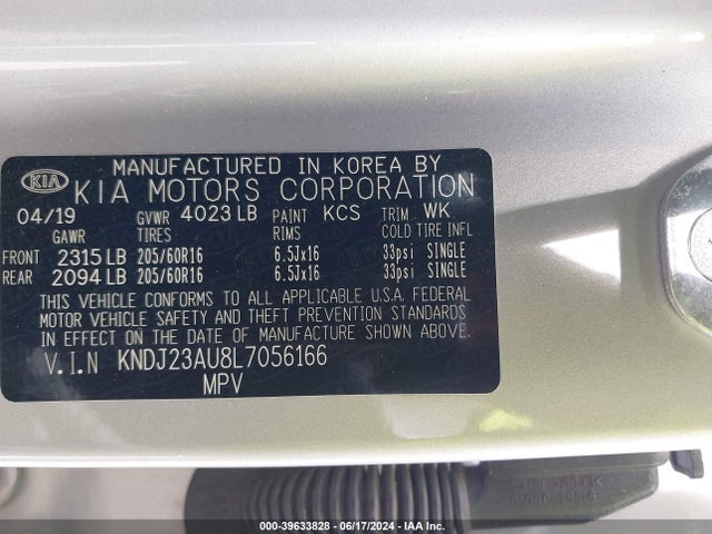 KIA SOUL LX 2020 KNDJ23AU8L7056166 Image 9