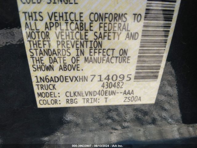 1N6AD0EVXHN714095 Nissan Frontier Pro-4x