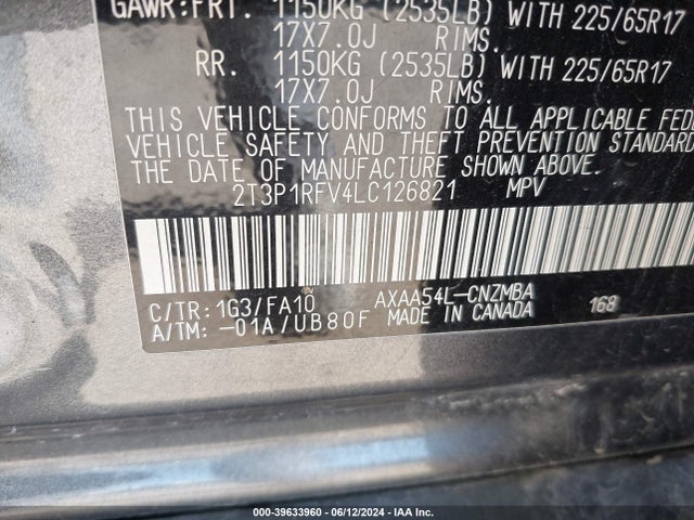 Toyota Rav4 Xle 2020 2T3P1RFV4LC126821 Image 9