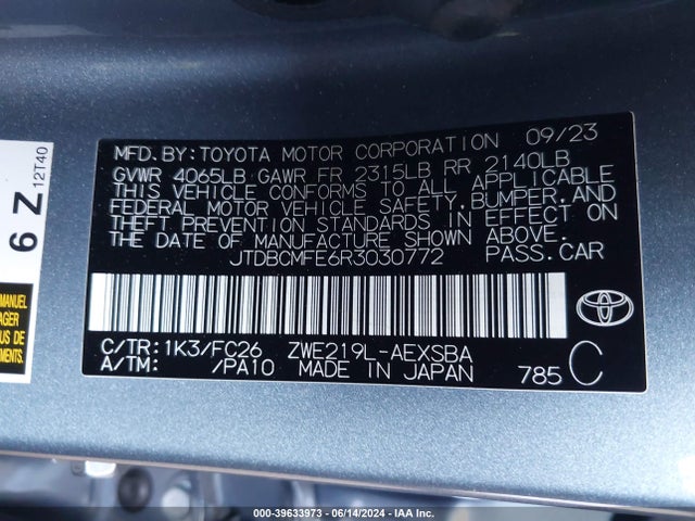 Toyota Corolla Hybrid Se 2024 JTDBCMFE6R3030772 Image 9
