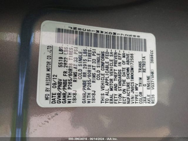 2013 INFINITI FX37 JN8CS1MWXDM172566 Photo 8