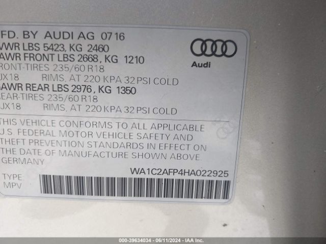 WA1C2AFP4HA022925 Audi Q5 2.0t Premium