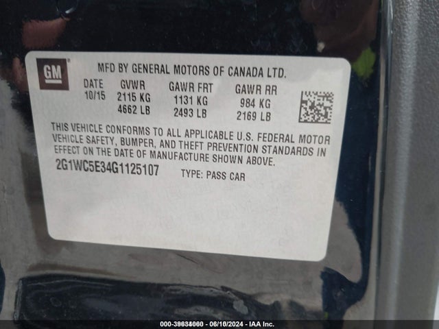Chevrolet Impala Limited Ltz 2016 2G1WC5E34G1125107 Image 9
