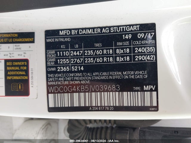 WDC0G4KB5JV039683 Mercedes-Benz Glc 300 4matic