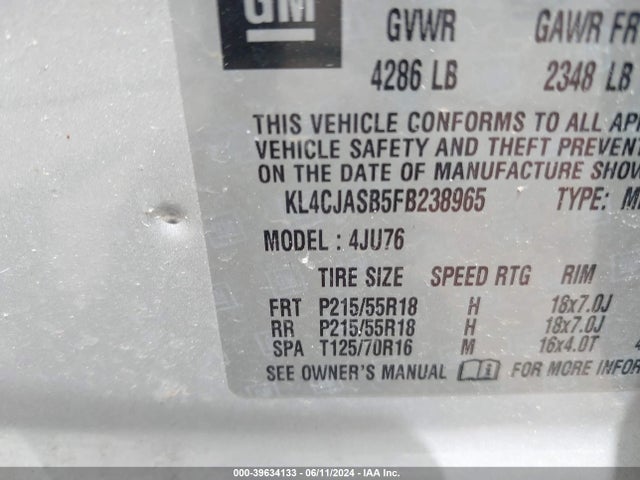 KL4CJASB5FB238965 Buick Encore