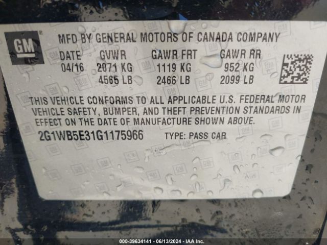 2G1WB5E31G1175966 Chevrolet Impala Limited Lt