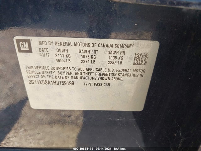 Chevrolet Impala 1fl 2017 2G11X5SA1H9159199 Image 9