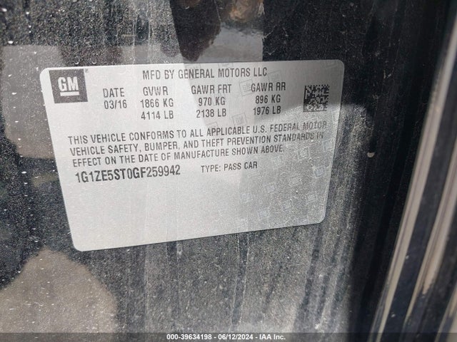 Chevrolet MALIBU 1LT 2016 1G1ZE5ST0GF259942 Image 9