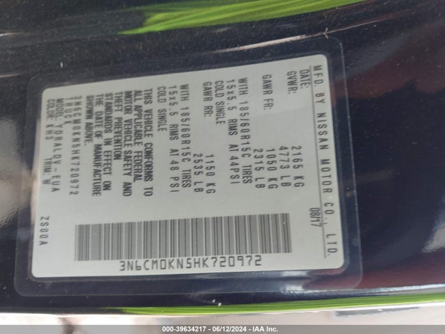 Nissan Nv200 S 2017 3N6CM0KN5HK720972 Image 9