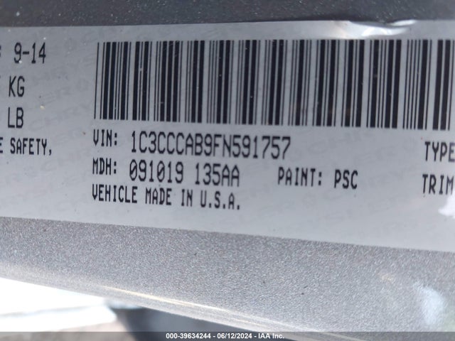 1C3CCCAB9FN591757 Chrysler 200 Limited