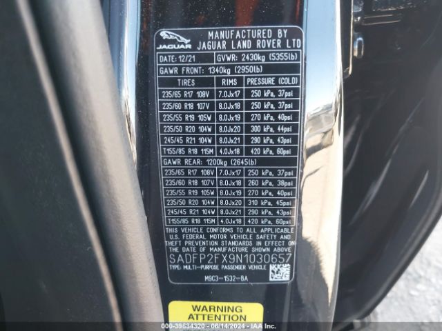 2022 JAGUAR E-PACE SADFP2FX9N1030657 Photo 8