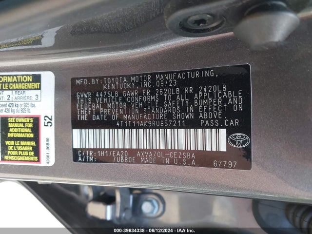 4T1T11AK9RU857211 Toyota CAMRY SE