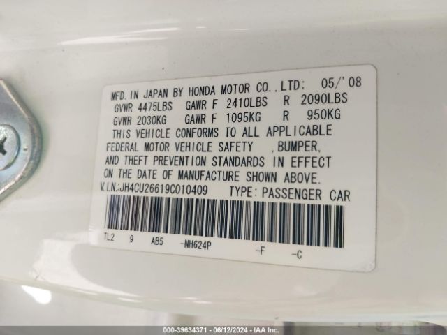 2009 ACURA TSX JH4CU26619C010409 Photo 8