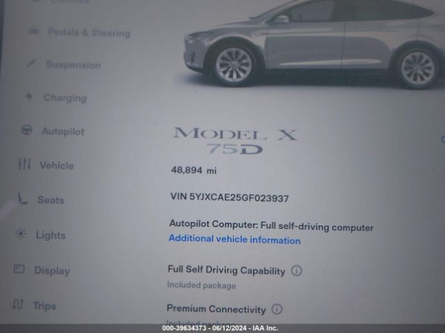 5YJXCAE25GF023937 Tesla MODEL X