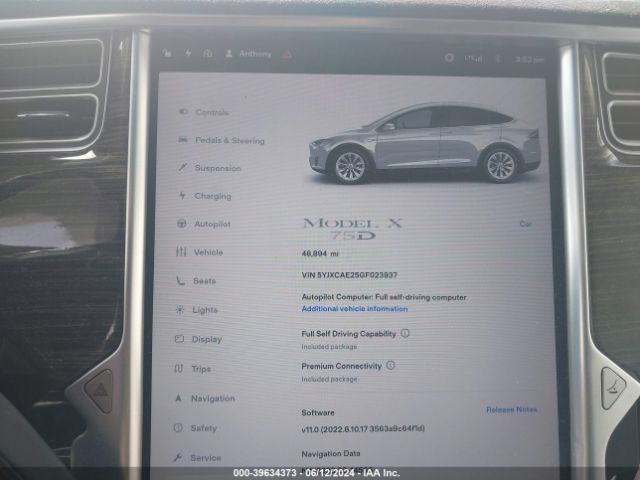 5YJXCAE25GF023937 Tesla MODEL X