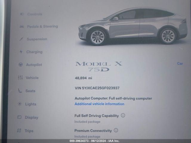 5YJXCAE25GF023937 Tesla MODEL X