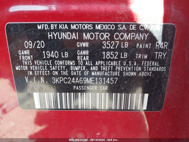 Hyundai ACCENT SE 2021 3KPC24A69ME131457 Image 9