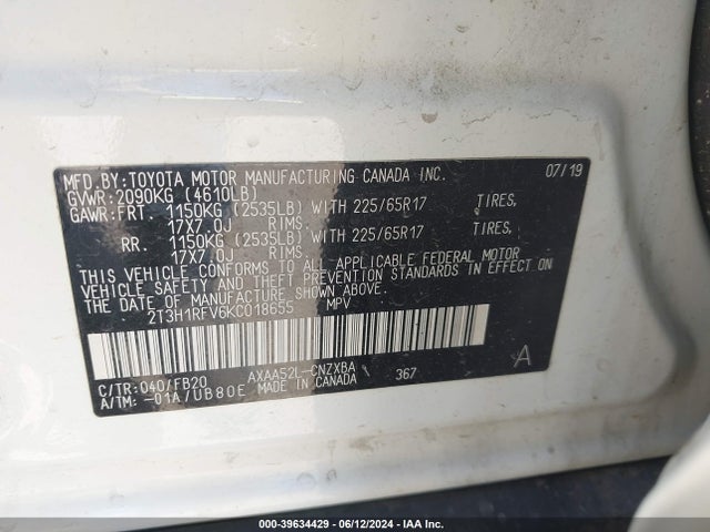 Toyota RAV4 LE 2019 2T3H1RFV6KC018655 Image 9