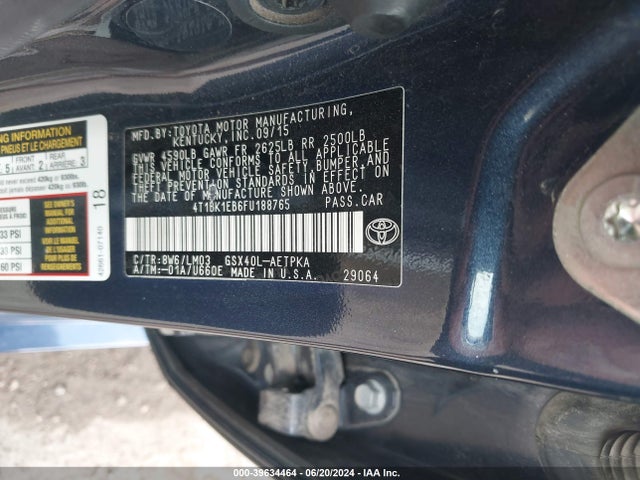 Toyota AVALON LIMITED 2015 4T1BK1EB6FU188765 Image 9