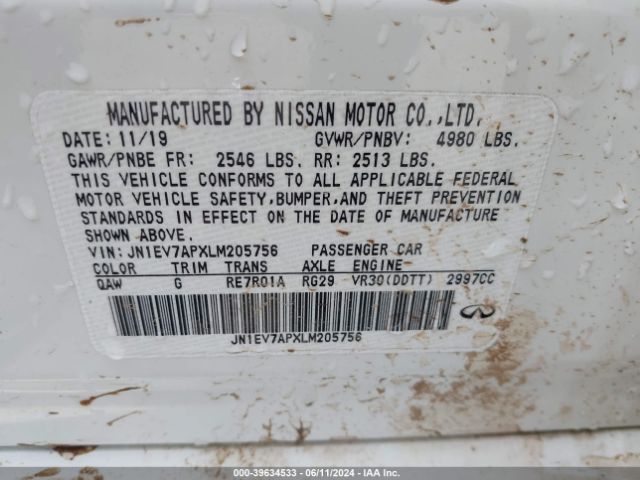 JN1EV7APXLM205756 Infiniti Q50 LUXE
