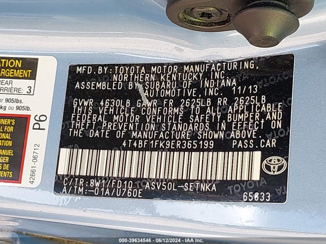Toyota CAMRY LE 2014 4T4BF1FK9ER365199 Image 9