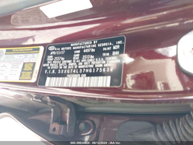 5XXGT4L37HG175634 KIA Optima Lx