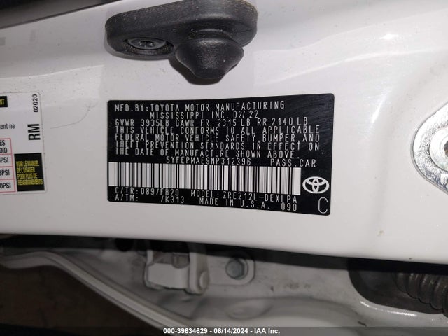 Toyota COROLLA LE 2022 5YFEPMAE9NP312396 Image 9