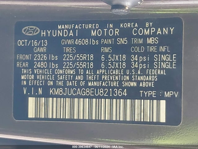 Hyundai Tucson Limited 2014 KM8JUCAG8EU821364 Image 9