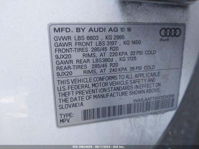 WA1LAAF73HD034369 Audi Q7 3.0t Premium