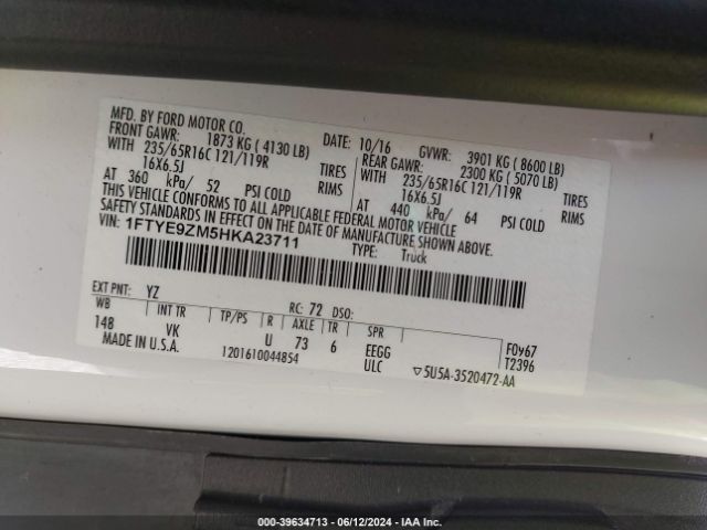 1FTYE9ZM5HKA23711 Ford Transit-150
