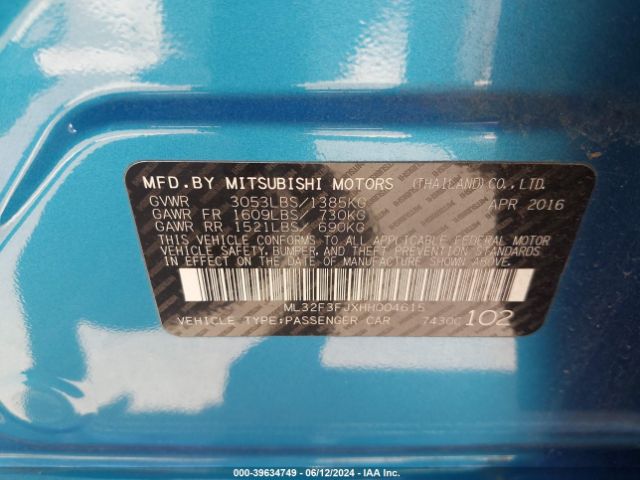 ML32F3FJXHH004615 Mitsubishi Mirage G4 Es