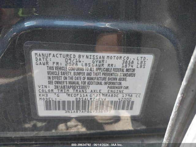 Nissan SENTRA SR 2016 3N1AB7AP8GY338977 Image 9