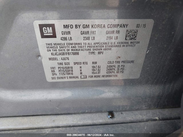 Buick Encore 2015 KL4CJASB1FB176898 Image 9