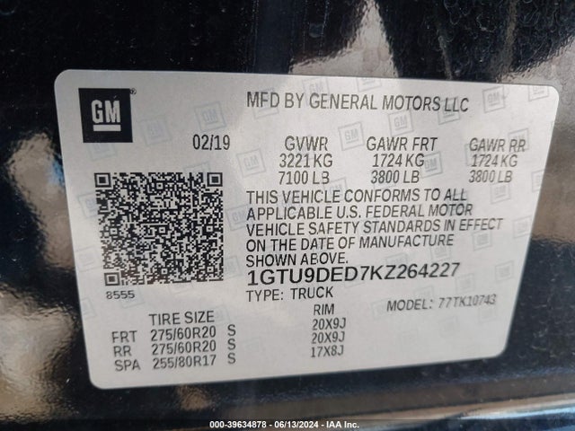 GMC Sierra 1500 Slt 2019 1GTU9DED7KZ264227 Image 9