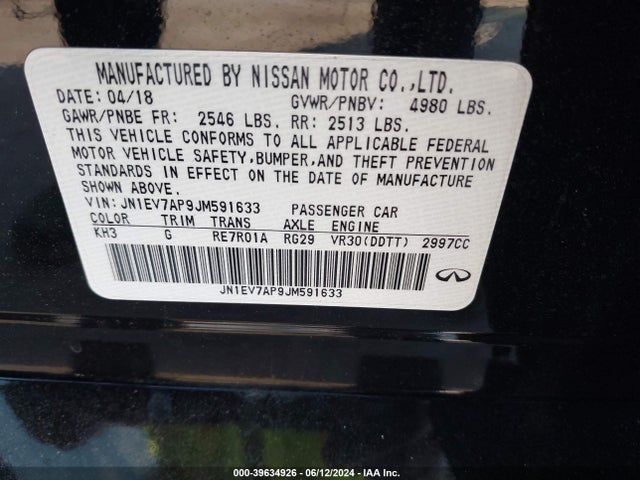 JN1EV7AP9JM591633 Infiniti Q50 3.0t Luxe