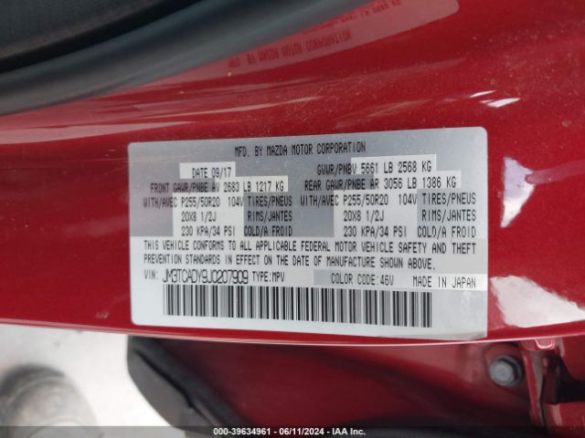 JM3TCADY9J0207909 Mazda Cx-9 Grand Touring