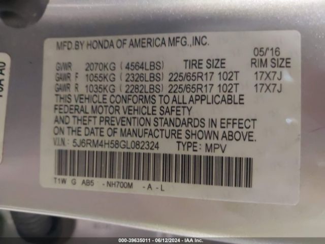 5J6RM4H58GL082324 Honda CR-V EX